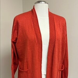 Madewell Y2K Rust Orange Open Front Rolled Hem Relaxed Fit Cardigan Pockets L